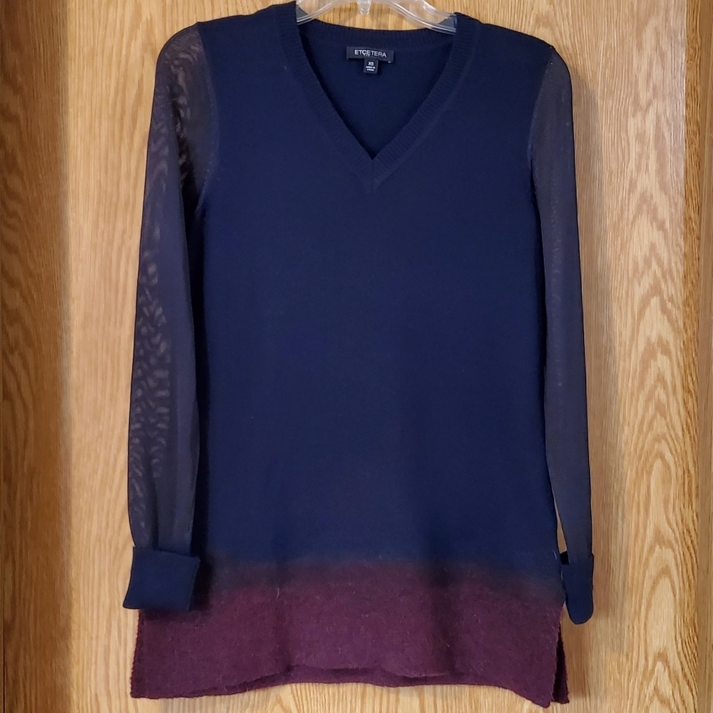 Etcetera Blair mixed media pullover sweater wool blend size XS